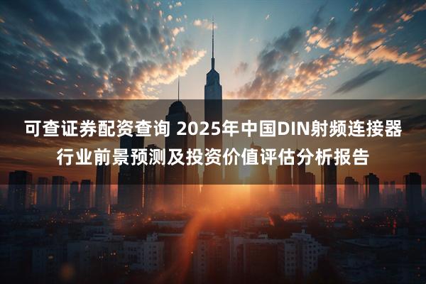 可查证券配资查询 2025年中国DIN射频连接器行业前景预测及投资价值评估分析报告