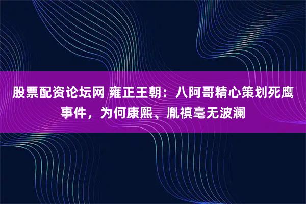 股票配资论坛网 雍正王朝：八阿哥精心策划死鹰事件，为何康熙、胤禛毫无波澜